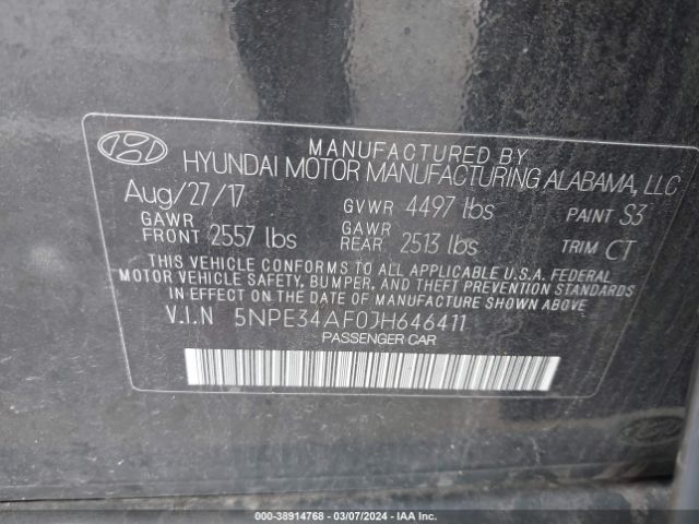 Photo 8 VIN: 5NPE34AF0JH646411 - HYUNDAI SONATA 