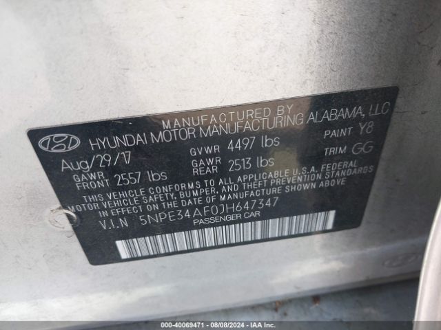 Photo 8 VIN: 5NPE34AF0JH647347 - HYUNDAI SONATA 