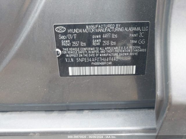 Photo 8 VIN: 5NPE34AF0JH649440 - HYUNDAI SONATA 