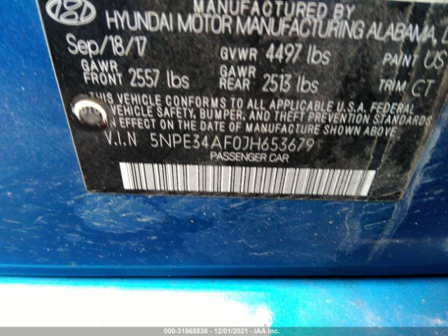 Photo 8 VIN: 5NPE34AF0JH653679 - HYUNDAI SONATA 