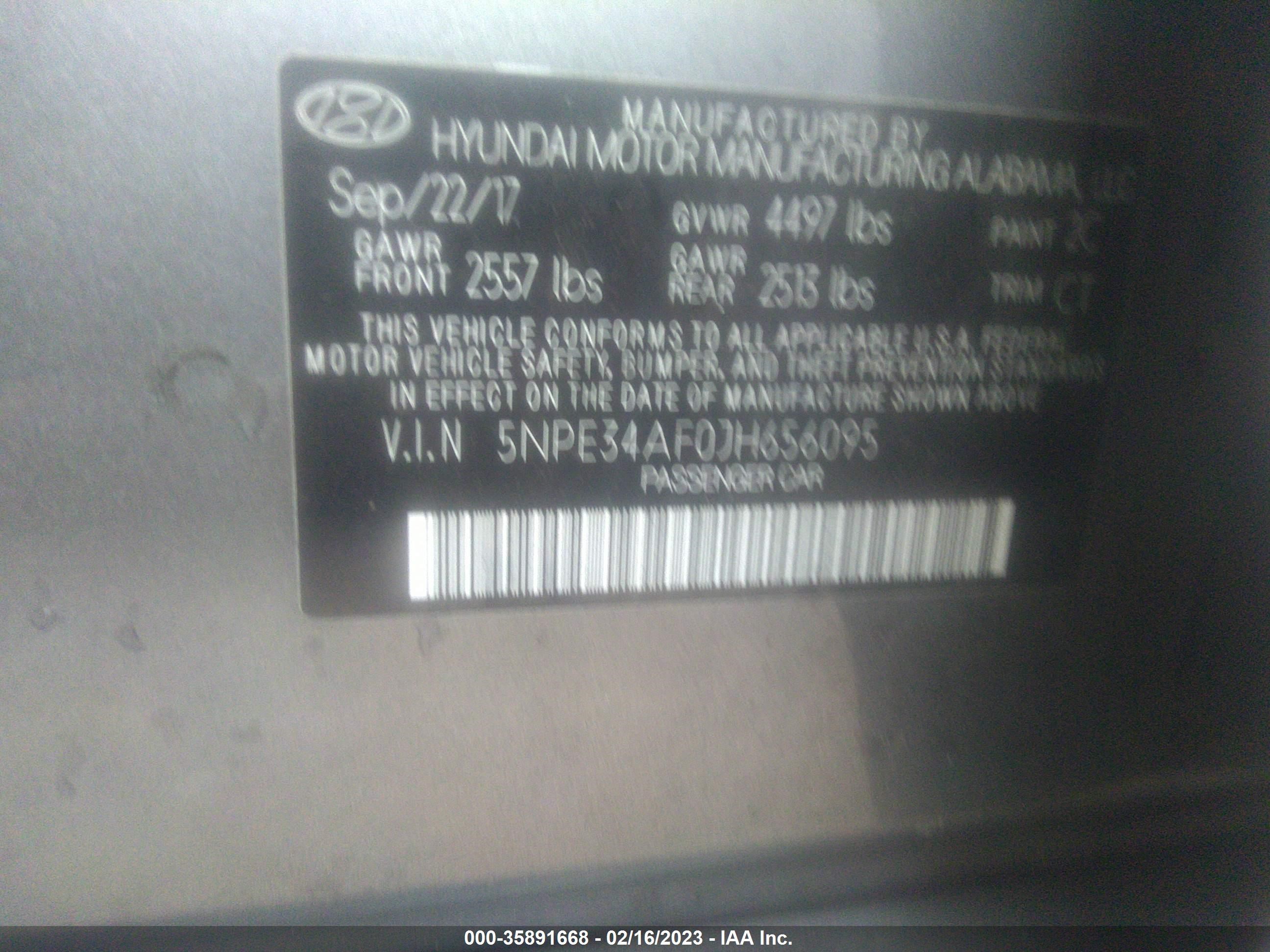 Photo 8 VIN: 5NPE34AF0JH656095 - HYUNDAI SONATA 