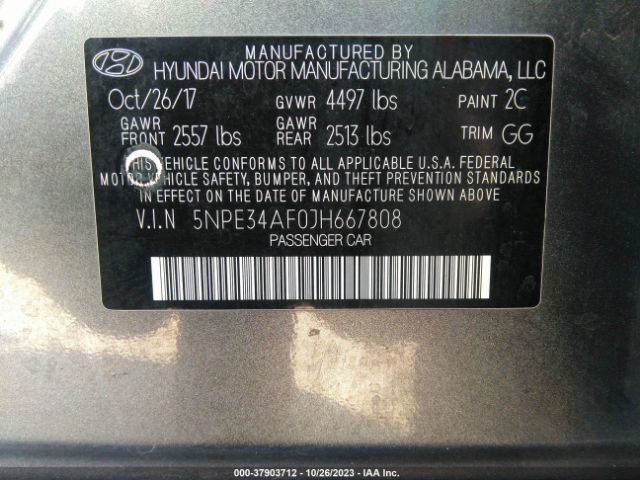 Photo 8 VIN: 5NPE34AF0JH667808 - HYUNDAI SONATA 