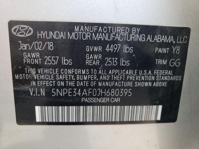 Photo 9 VIN: 5NPE34AF0JH680395 - HYUNDAI SONATA SPO 