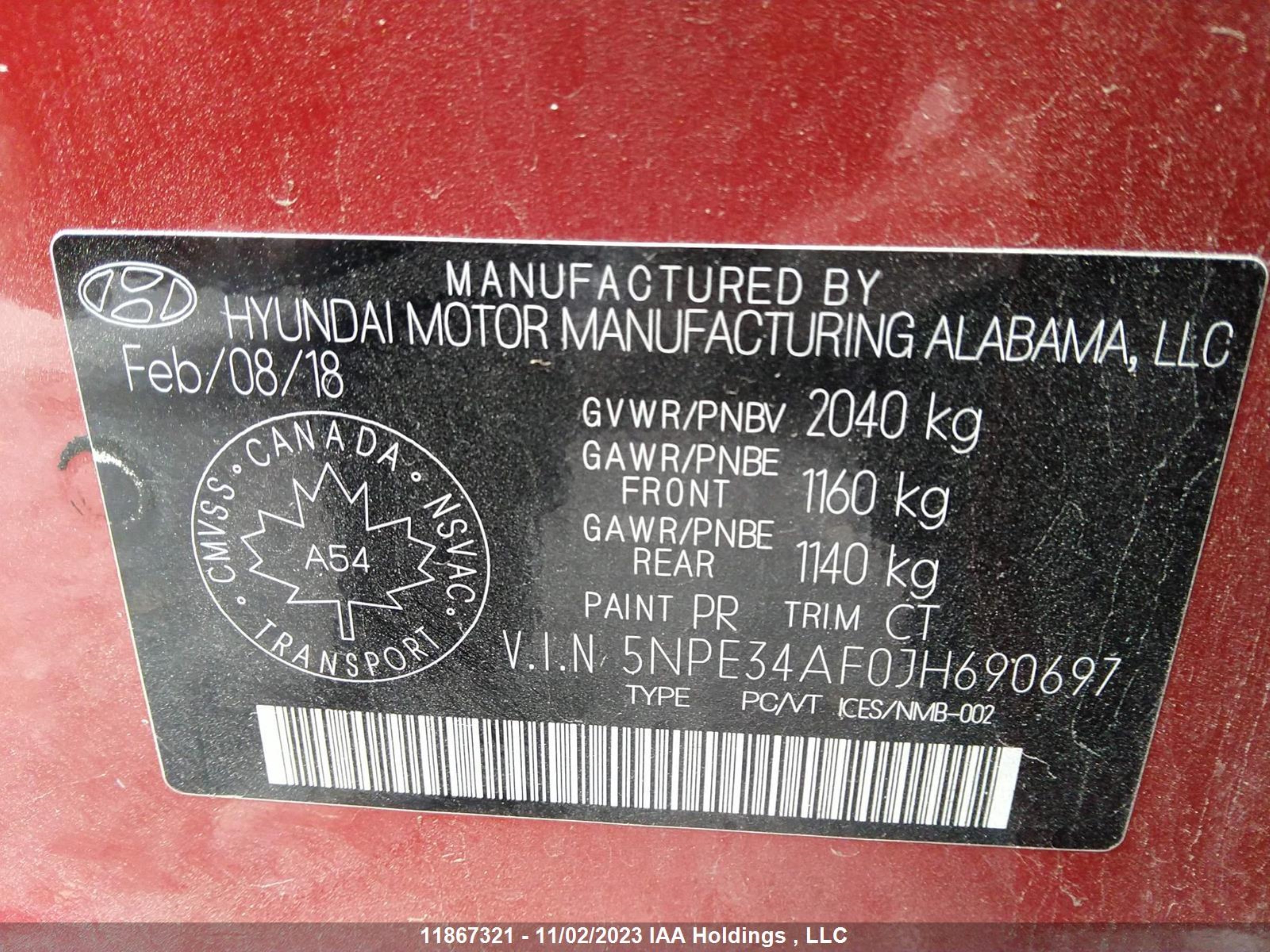 Photo 8 VIN: 5NPE34AF0JH690697 - HYUNDAI SONATA 