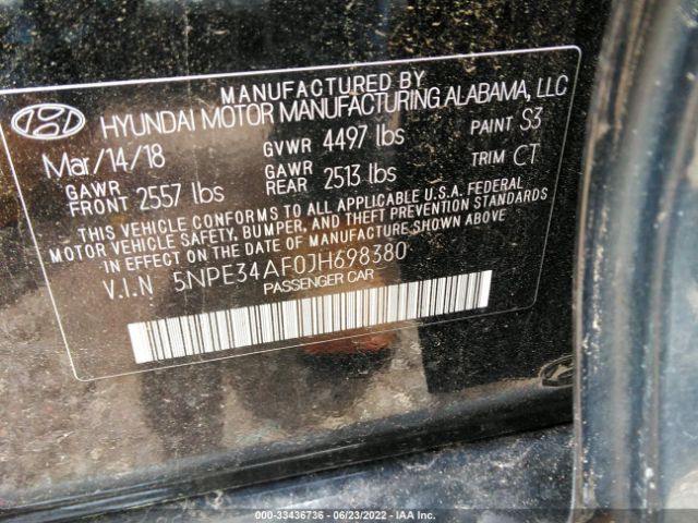 Photo 8 VIN: 5NPE34AF0JH698380 - HYUNDAI SONATA 