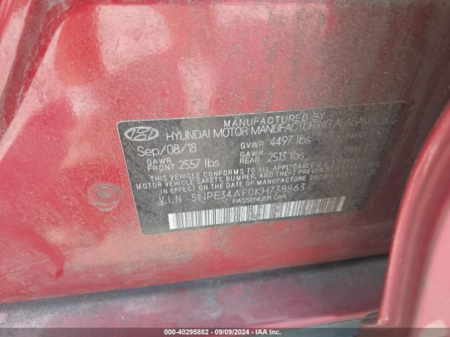 Photo 8 VIN: 5NPE34AF0KH738863 - HYUNDAI SONATA 