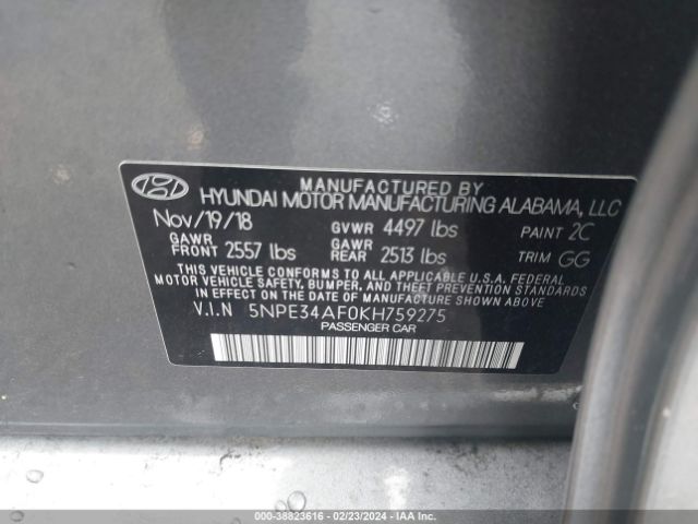 Photo 8 VIN: 5NPE34AF0KH759275 - HYUNDAI SONATA 