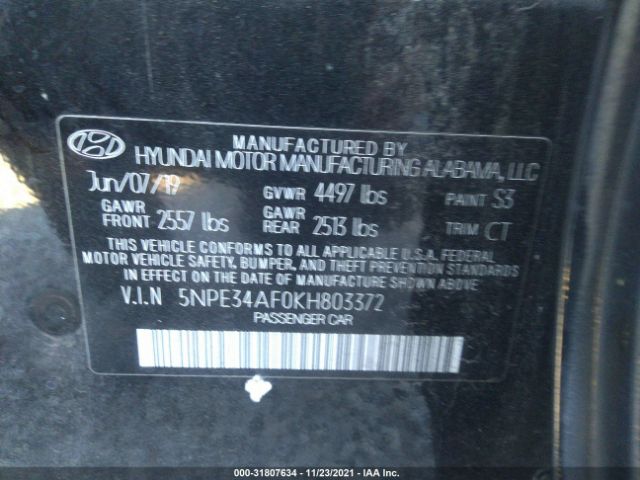 Photo 8 VIN: 5NPE34AF0KH803372 - HYUNDAI SONATA 