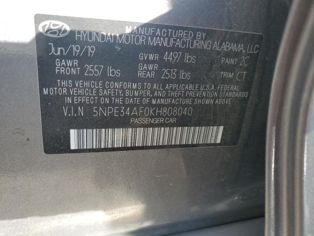 Photo 11 VIN: 5NPE34AF0KH808040 - HYUNDAI SONATA 