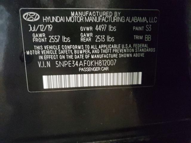 Photo 9 VIN: 5NPE34AF0KH812007 - HYUNDAI SONATA LIM 