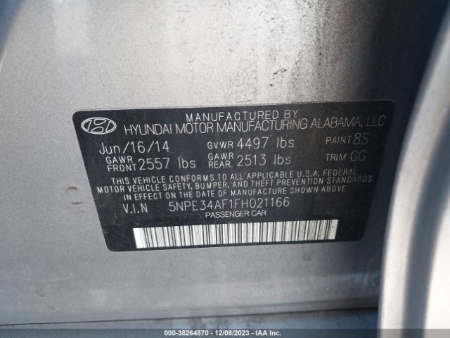 Photo 8 VIN: 5NPE34AF1FH021166 - HYUNDAI SONATA 