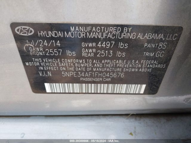 Photo 8 VIN: 5NPE34AF1FH045676 - HYUNDAI SONATA 