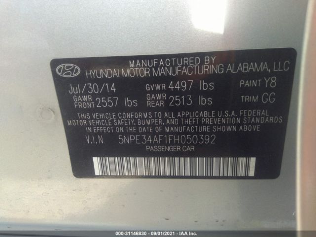 Photo 8 VIN: 5NPE34AF1FH050392 - HYUNDAI SONATA 