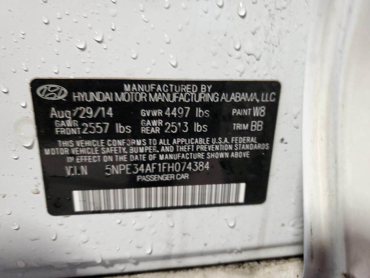 Photo 11 VIN: 5NPE34AF1FH074384 - HYUNDAI SONATA 