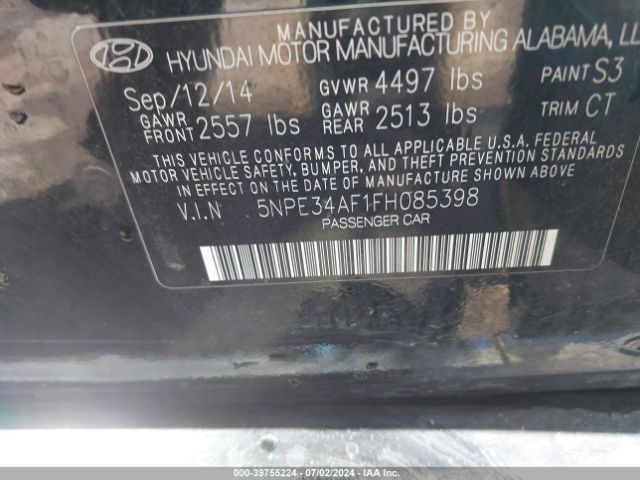 Photo 8 VIN: 5NPE34AF1FH085398 - HYUNDAI SONATA 