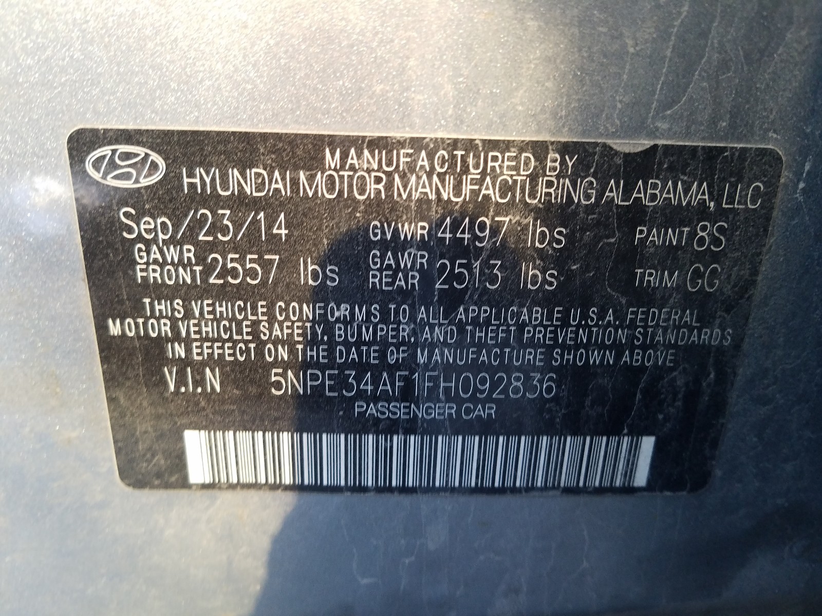 Photo 9 VIN: 5NPE34AF1FH092836 - HYUNDAI SONATA SPO 