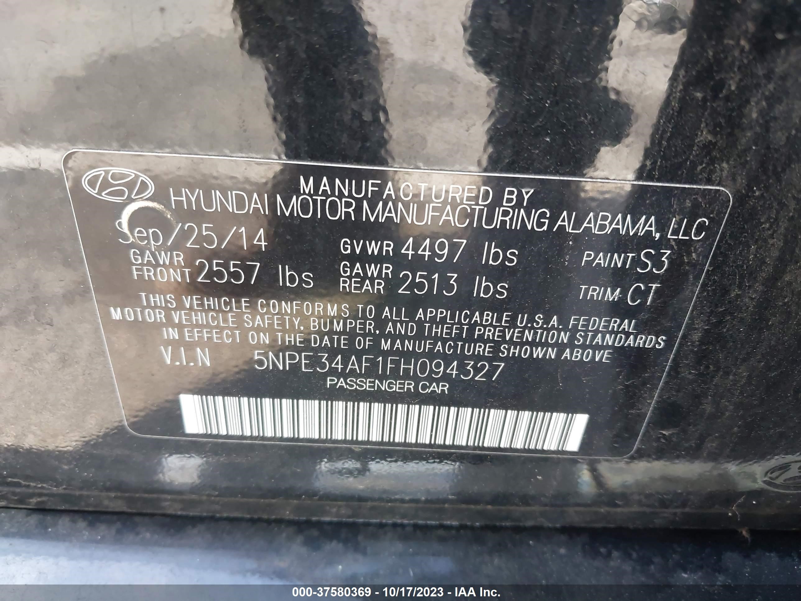 Photo 8 VIN: 5NPE34AF1FH094327 - HYUNDAI SONATA 