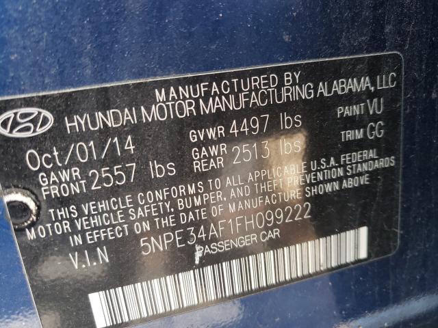 Photo 9 VIN: 5NPE34AF1FH099222 - HYUNDAI SONATA SPO 