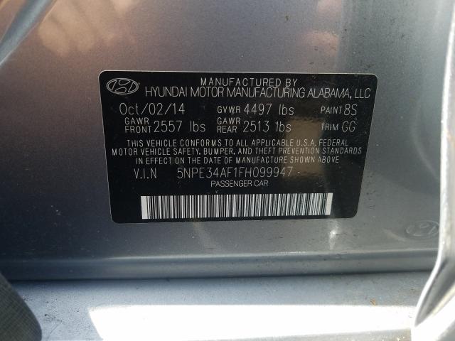 Photo 9 VIN: 5NPE34AF1FH099947 - HYUNDAI SONATA SPO 