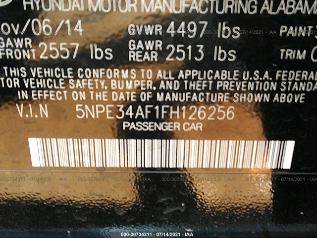 Photo 8 VIN: 5NPE34AF1FH126256 - HYUNDAI SONATA 