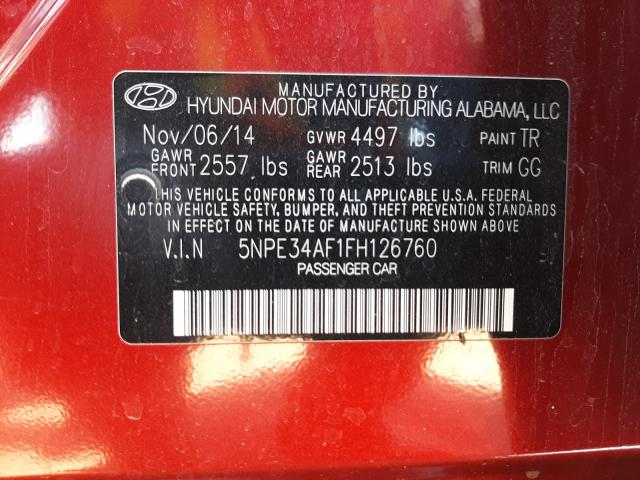 Photo 9 VIN: 5NPE34AF1FH126760 - HYUNDAI SONATA 