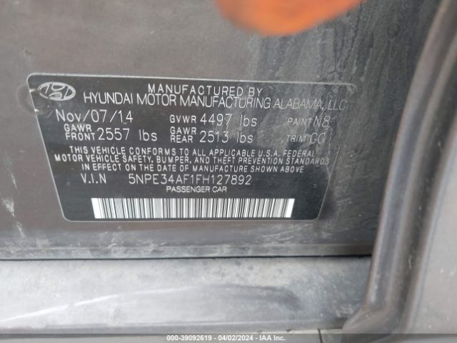 Photo 8 VIN: 5NPE34AF1FH127892 - HYUNDAI SONATA 