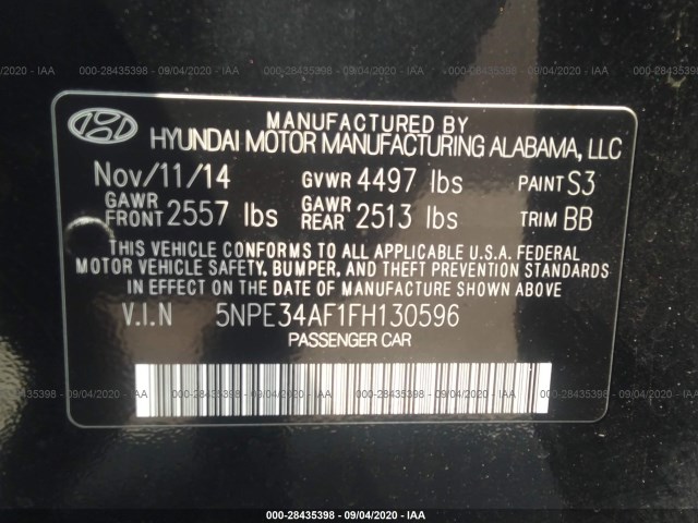 Photo 8 VIN: 5NPE34AF1FH130596 - HYUNDAI SONATA 