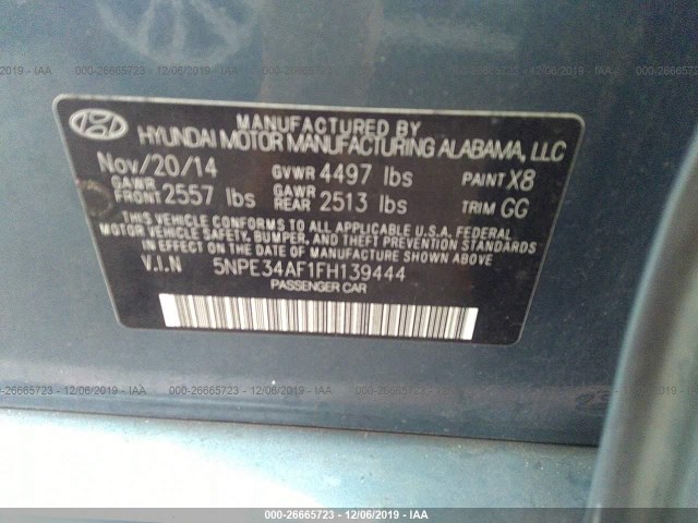 Photo 8 VIN: 5NPE34AF1FH139444 - HYUNDAI SONATA 