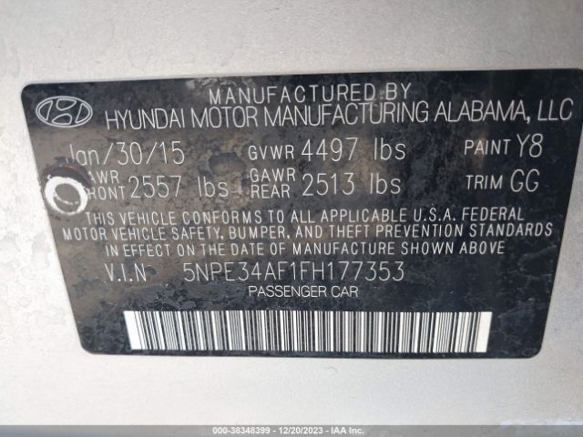 Photo 8 VIN: 5NPE34AF1FH177353 - HYUNDAI SONATA 