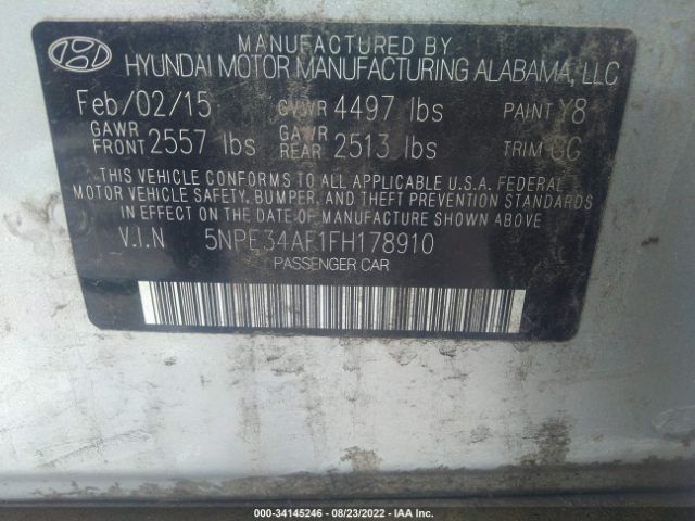 Photo 8 VIN: 5NPE34AF1FH178910 - HYUNDAI SONATA 