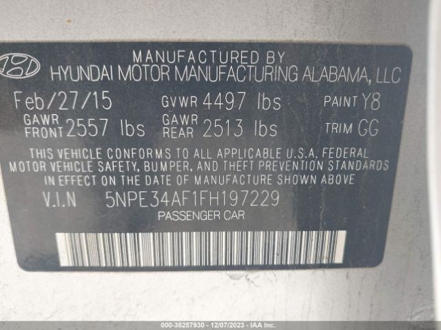 Photo 8 VIN: 5NPE34AF1FH197229 - HYUNDAI SONATA 