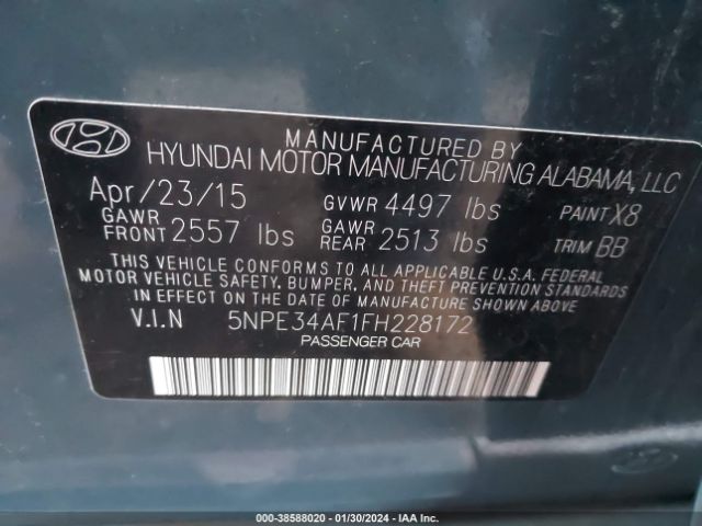 Photo 8 VIN: 5NPE34AF1FH228172 - HYUNDAI SONATA 