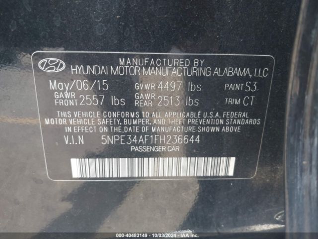 Photo 8 VIN: 5NPE34AF1FH236644 - HYUNDAI SONATA 