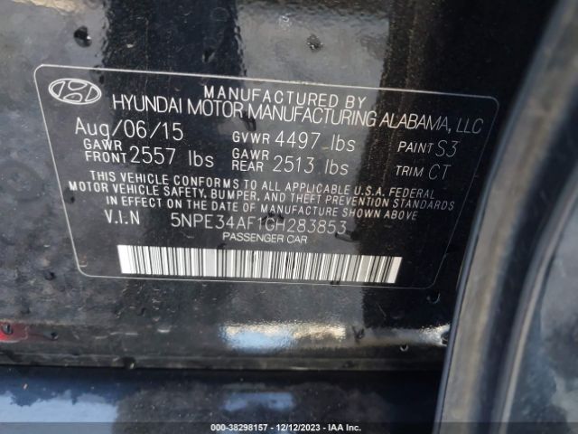 Photo 8 VIN: 5NPE34AF1GH283853 - HYUNDAI SONATA 