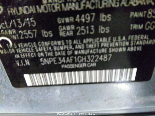 Photo 8 VIN: 5NPE34AF1GH322487 - HYUNDAI SONATA 