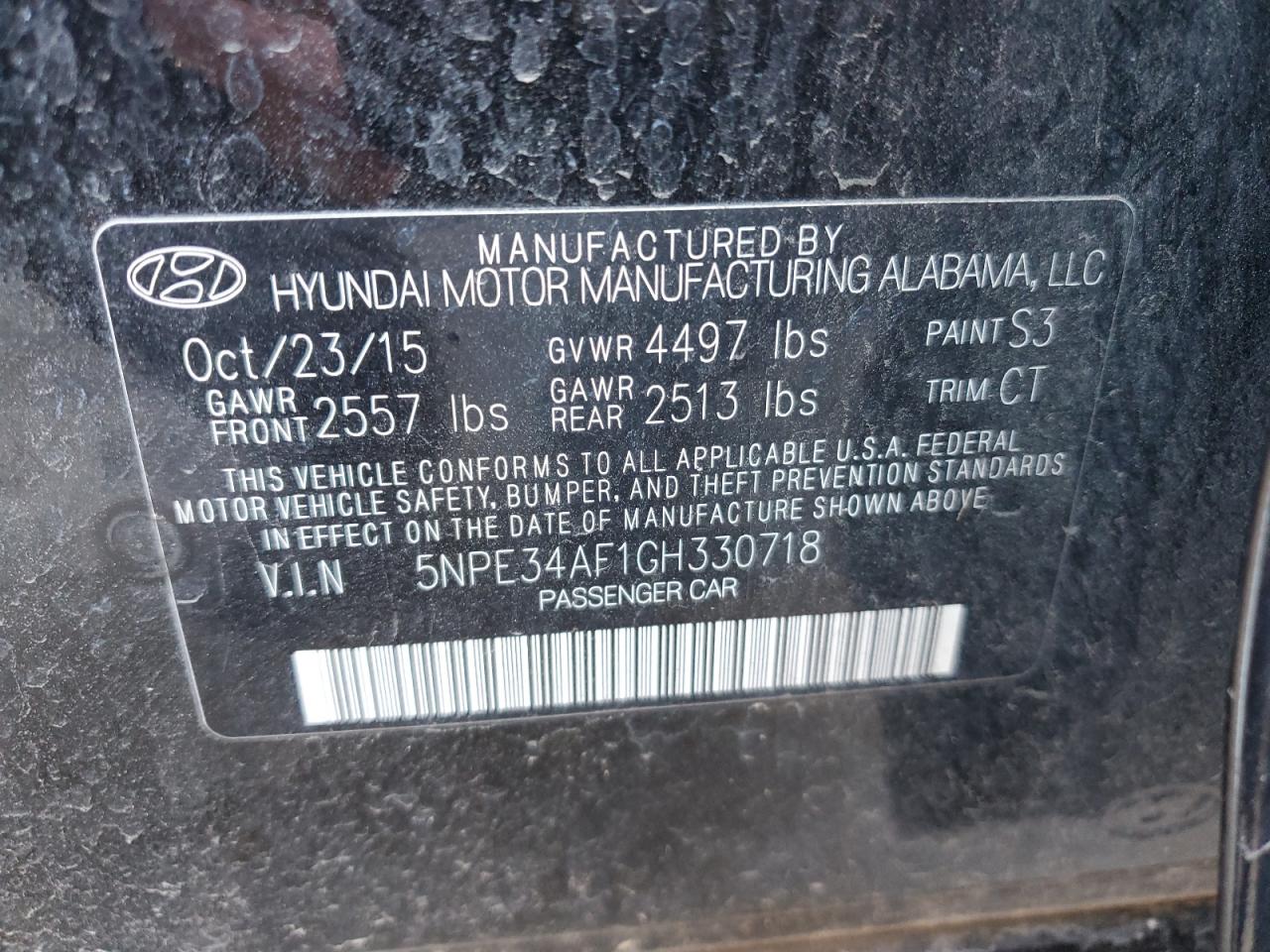 Photo 12 VIN: 5NPE34AF1GH330718 - HYUNDAI SONATA 