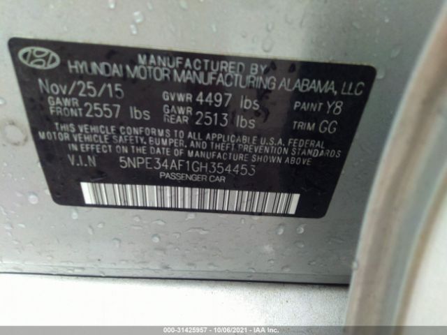 Photo 8 VIN: 5NPE34AF1GH354453 - HYUNDAI SONATA 