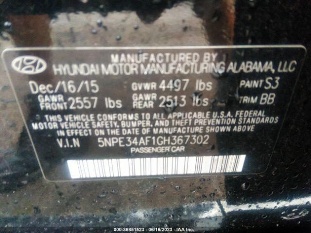 Photo 8 VIN: 5NPE34AF1GH367302 - HYUNDAI SONATA 