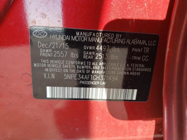 Photo 11 VIN: 5NPE34AF1GH371494 - HYUNDAI SONATA SPO 