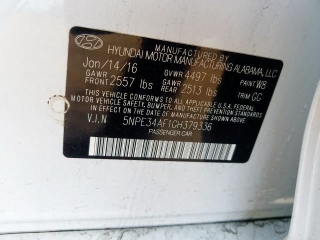 Photo 9 VIN: 5NPE34AF1GH379336 - HYUNDAI SONATA SPO 