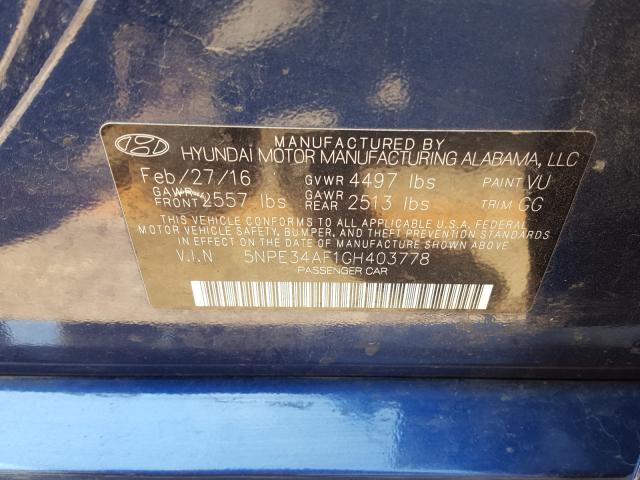 Photo 9 VIN: 5NPE34AF1GH403778 - HYUNDAI SONATA SPO 