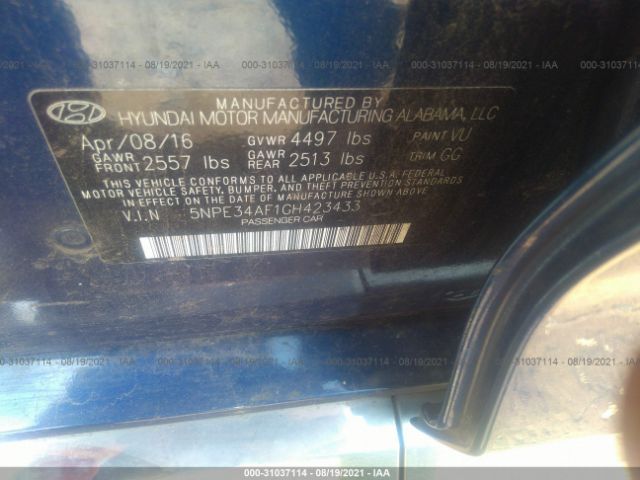 Photo 8 VIN: 5NPE34AF1GH423433 - HYUNDAI SONATA 