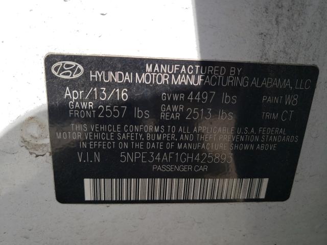 Photo 9 VIN: 5NPE34AF1GH425893 - HYUNDAI SONATA SPO 