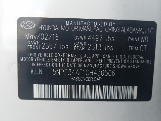 Photo 9 VIN: 5NPE34AF1GH436506 - HYUNDAI SONATA SPO 