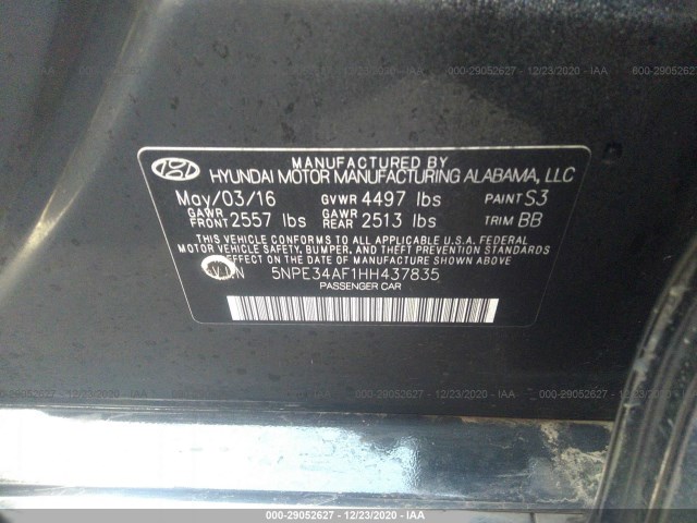 Photo 8 VIN: 5NPE34AF1HH437835 - HYUNDAI SONATA 