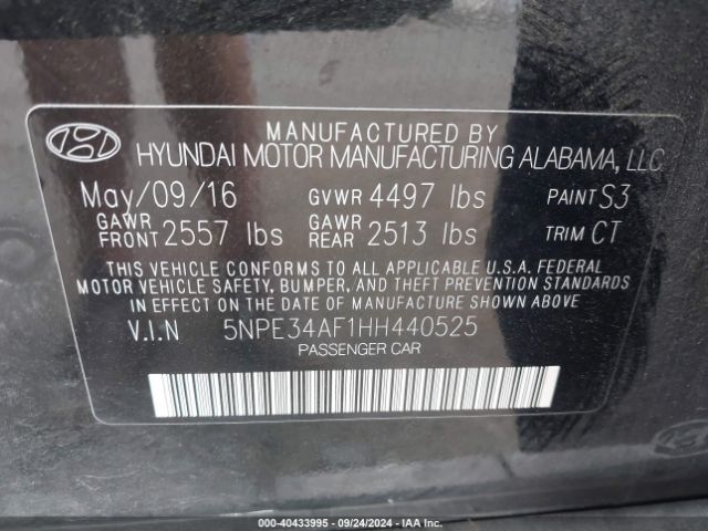 Photo 8 VIN: 5NPE34AF1HH440525 - HYUNDAI SONATA 