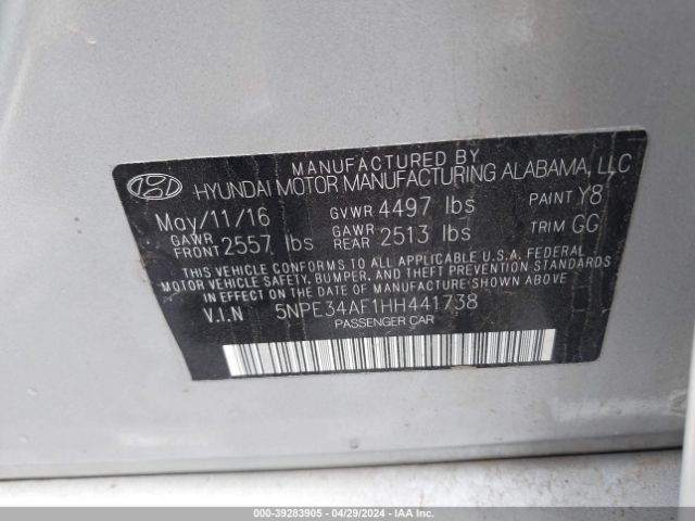 Photo 8 VIN: 5NPE34AF1HH441738 - HYUNDAI SONATA 