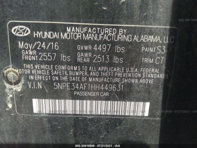 Photo 8 VIN: 5NPE34AF1HH449631 - HYUNDAI SONATA 