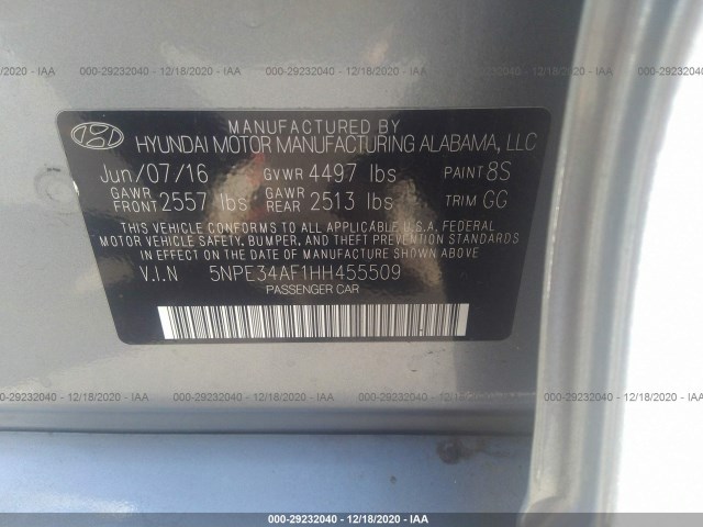 Photo 8 VIN: 5NPE34AF1HH455509 - HYUNDAI SONATA 