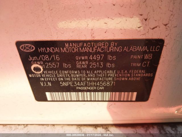 Photo 8 VIN: 5NPE34AF1HH456871 - HYUNDAI SONATA 